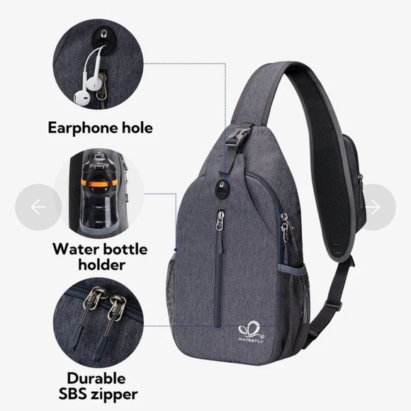 Waterfly Ultralight Crossbody Sling Bag Unisex Travel Hiking - Picture 2 of 6